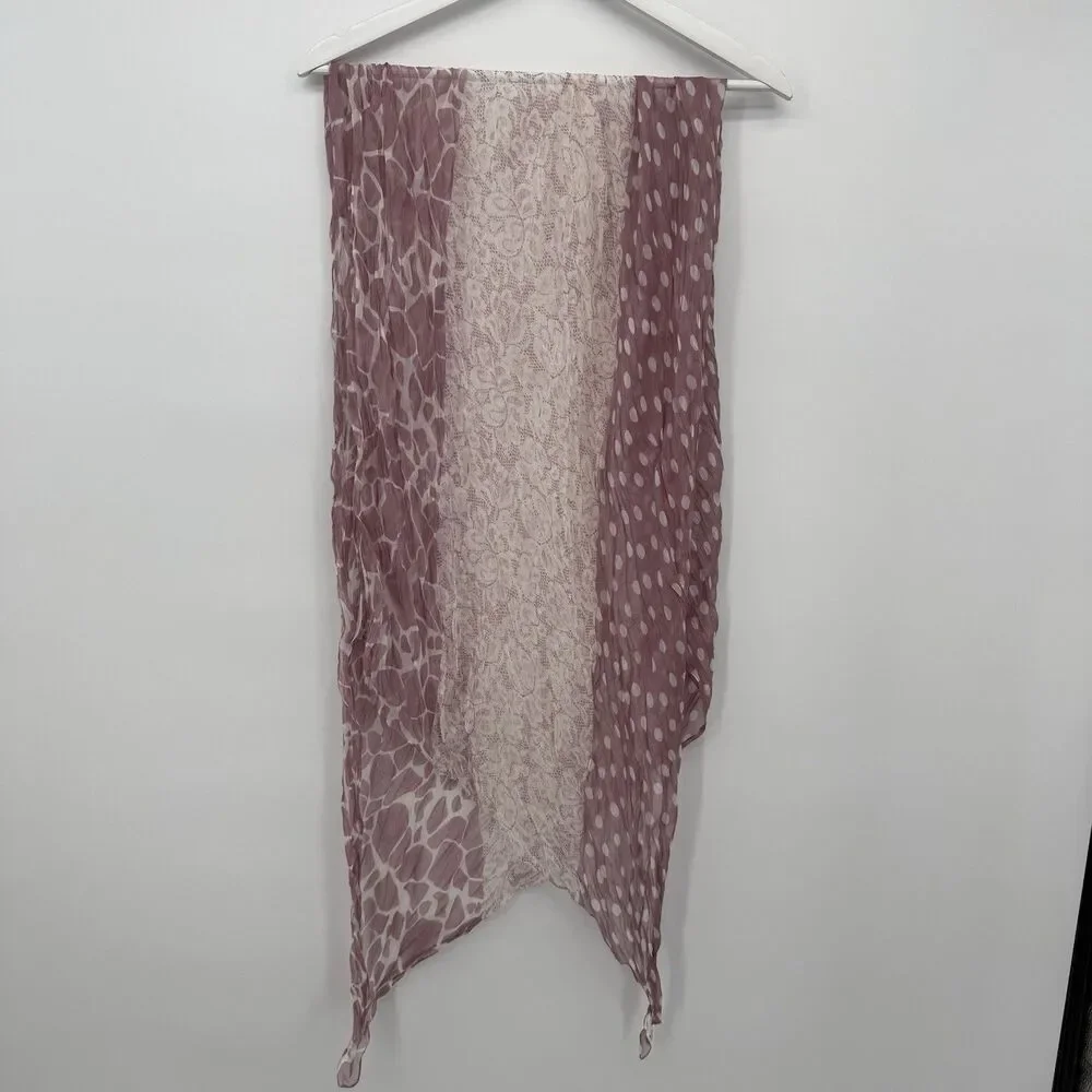 Furla Polka Dot Silk Scarf Flowy Animal Print Lace Designer Accessory